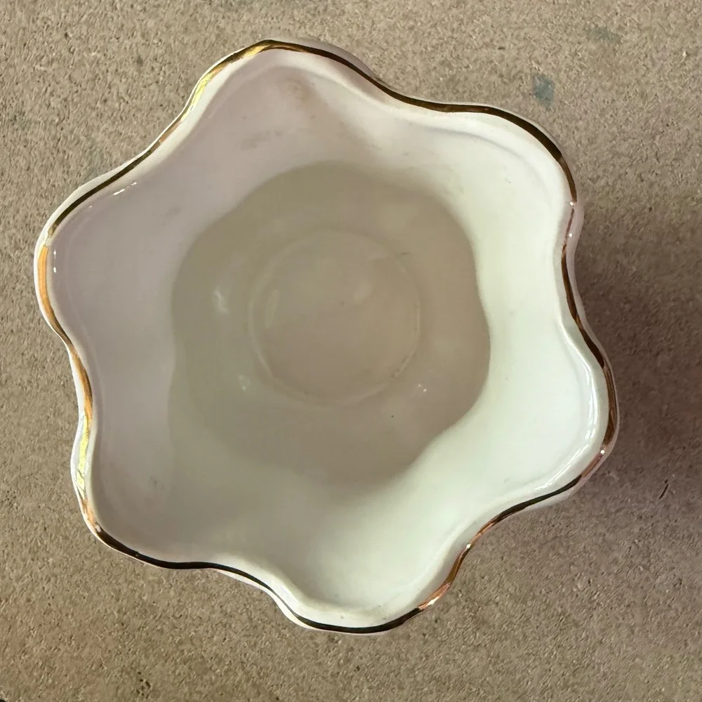 Vtg 70s Pottery Planter Vase Scalloped Floral England Bossons Ceramics St Aidans